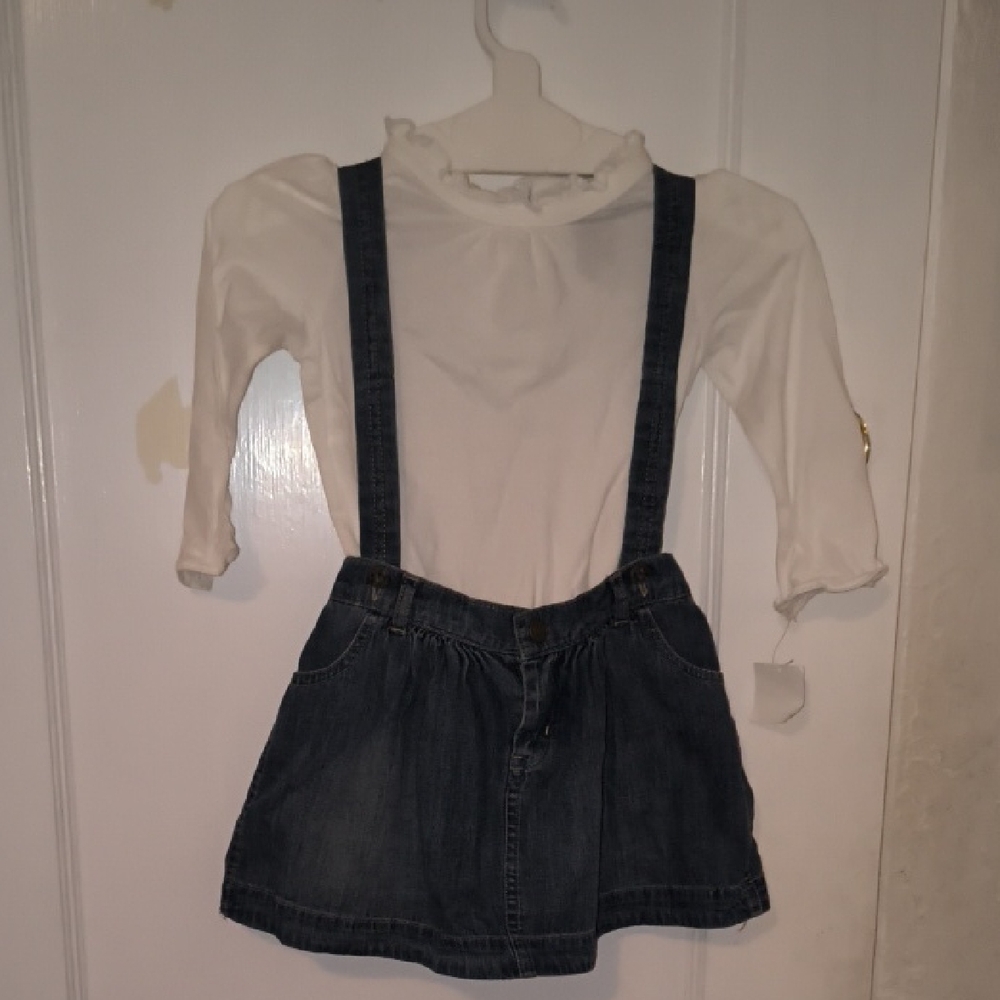 NWT Ralph Lauren | White Top with Blue Denim Skirt Set